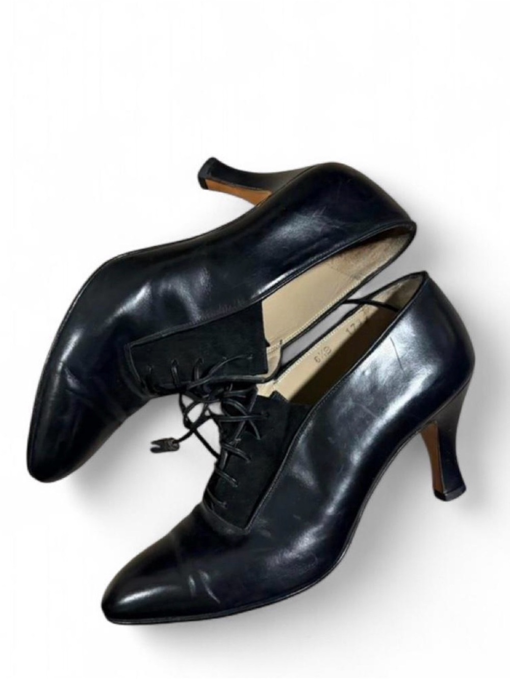 Salvatore Ferragamo Black Lace-Up Heels